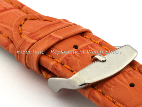 Leather Watch Strap CROCO RM Orange/Orange 28mm