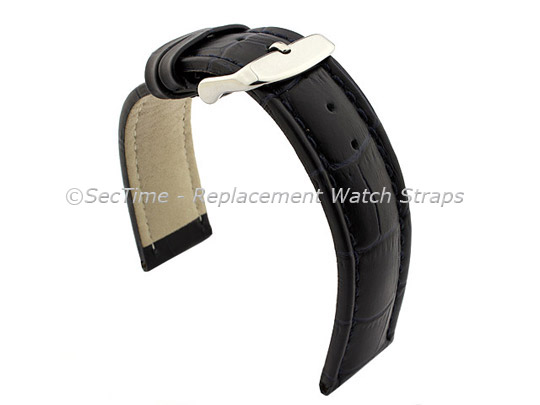 Leather Watch Strap CROCO RM Navy Blue/Blue 18mm