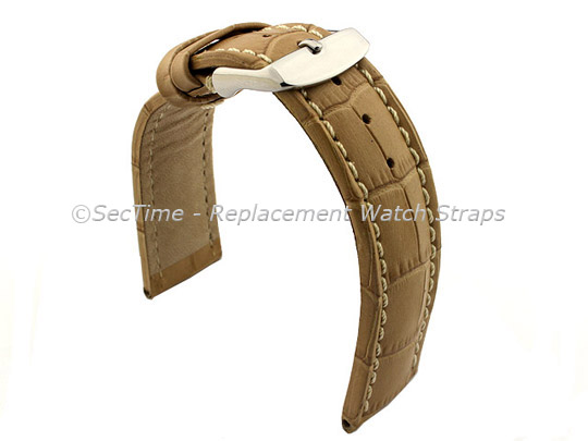 Leather Watch Strap CROCO RM Cream/White 20mm