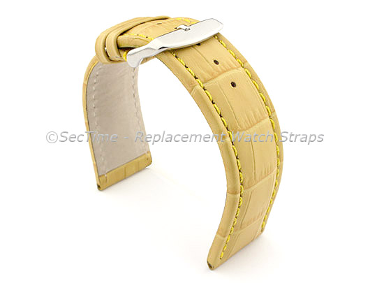 Leather Watch Strap CROCO RM Yellow/Yellow 26mm