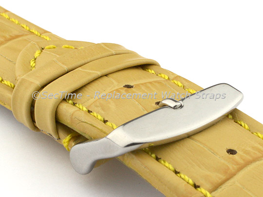 Leather Watch Strap CROCO RM Yellow/Yellow 26mm