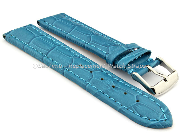 Leather Watch Strap CROCO RM Turquoise / Turquoise 18mm