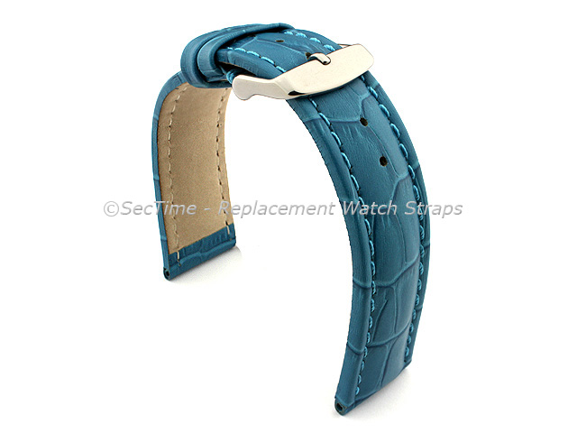 Leather Watch Strap CROCO RM Turquoise / Turquoise 24mm