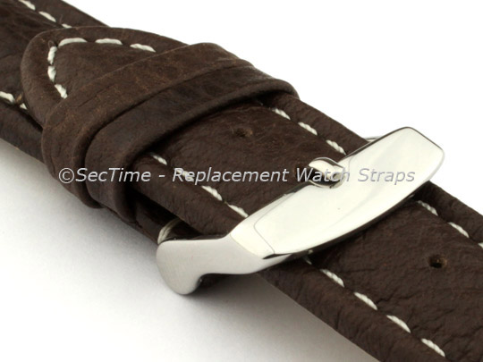 Watch Strap Band Freiburg RM Genuine Leather 20mm Dark Brown/White