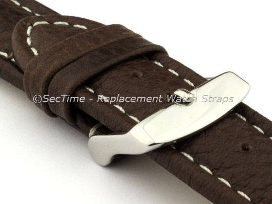 Watch Strap Band Freiburg RM Genuine Leather 18mm Dark Brown/White