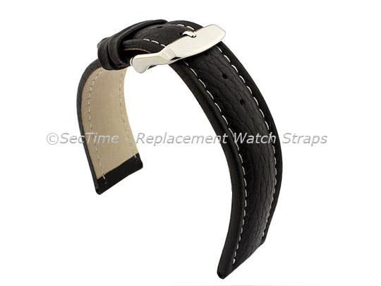 Watch Strap Band Freiburg RM Genuine Leather 22mm Black/White