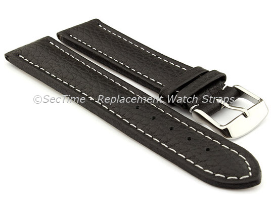 Watch Strap Band Freiburg RM Genuine Leather 28mm Black/White