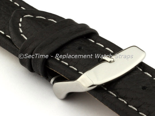 Watch Strap Band Freiburg RM Genuine Leather 22mm Black/White