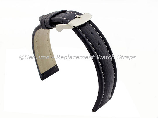 Watch Strap Band Freiburg RM Genuine Leather 22mm Navy Blue/White