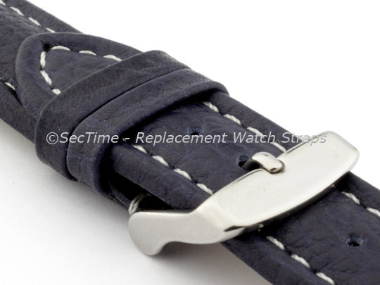 Watch Strap Band Freiburg RM Genuine Leather 26mm Navy Blue/White