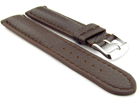 Padded Watch Strap Genuine Leather FREIBURG VIP Dark Brown/Brown 22mm