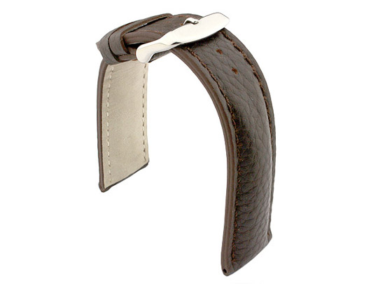 Padded Watch Strap Genuine Leather FREIBURG VIP Dark Brown/Brown 18mm