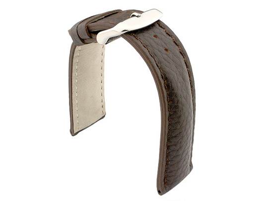 Padded Watch Strap Genuine Leather FREIBURG VIP Dark Brown/Brown 24mm