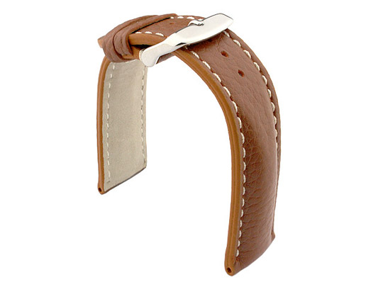 Padded Watch Strap Genuine Leather FREIBURG VIP Brown/White 24mm