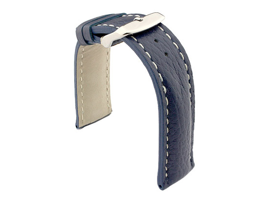Padded Watch Strap Genuine Leather FREIBURG VIP Blue/White 20mm