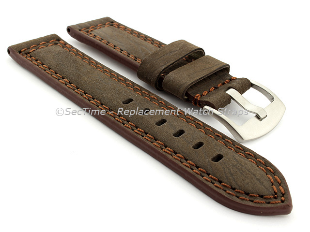 Waterproof Leather Watch Strap Galaxy Dark Brown 22mm