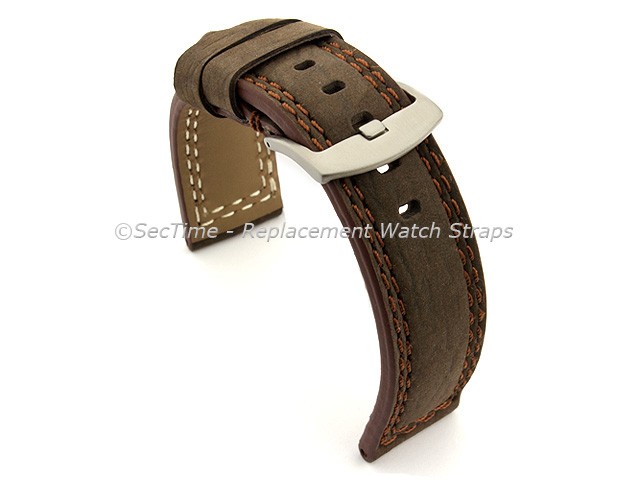 Waterproof Leather Watch Strap Galaxy Dark Brown 28mm