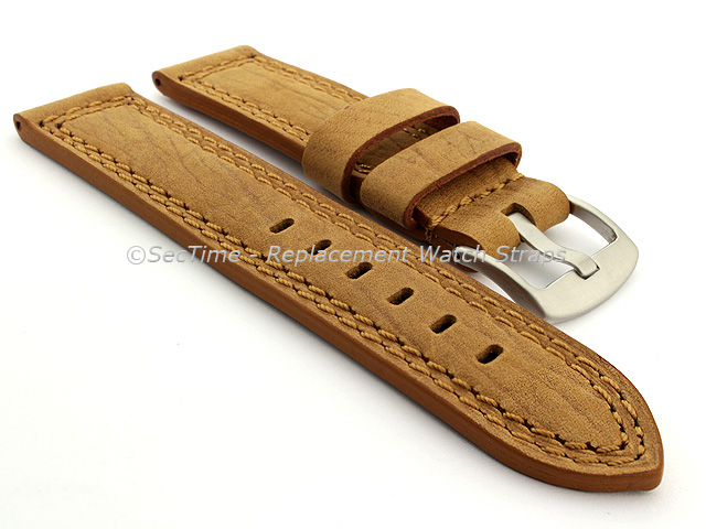 Waterproof Leather Watch Strap Galaxy Brown 22mm