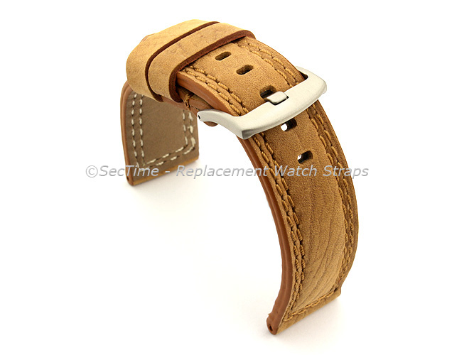 Waterproof Leather Watch Strap Galaxy Brown 20mm