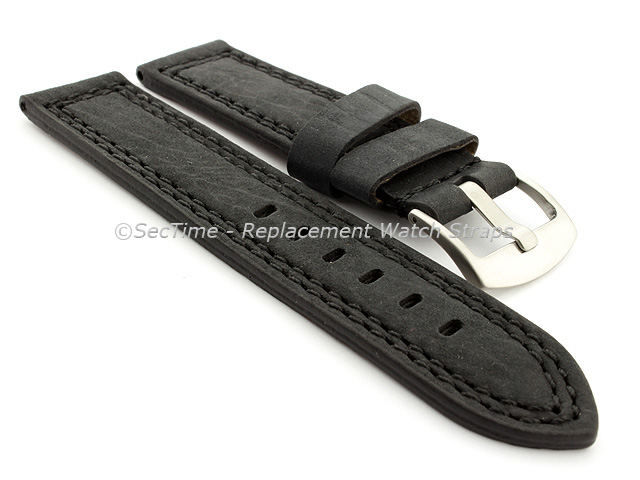 Waterproof Leather Watch Strap Galaxy Black 22mm