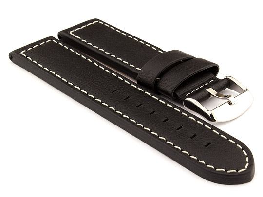 18mm Black/White - HAVANA Genuine Leather Watch Strap / Band