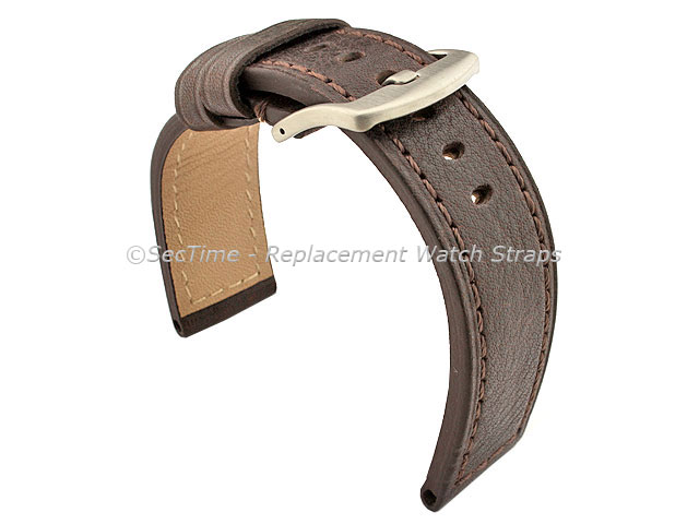 Replacement WATCH STRAP Luminor Genuine Leather Dark Brown/Brown 22mm