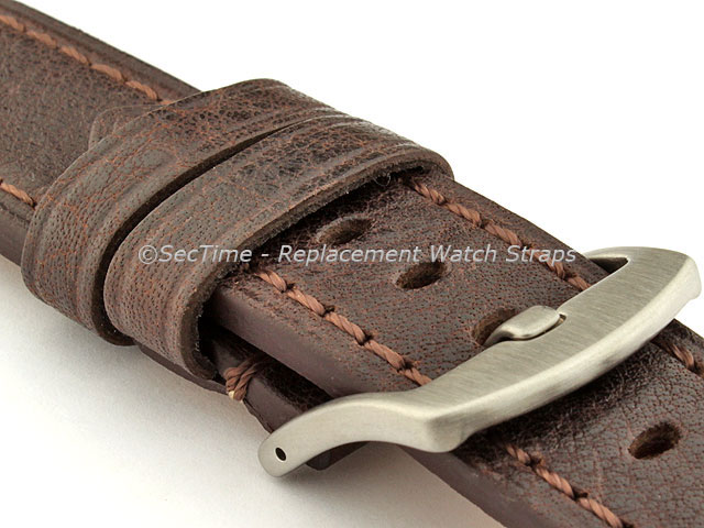 Replacement WATCH STRAP Luminor Genuine Leather Dark Brown/Brown 24mm