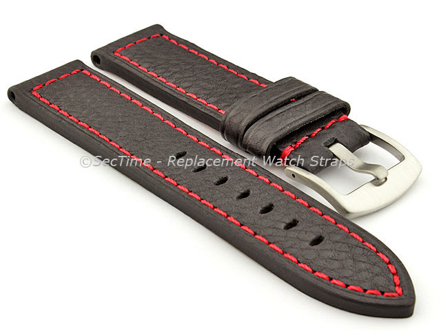 Replacement WATCH STRAP Luminor Genuine Leather ???Black/???Red 20mm