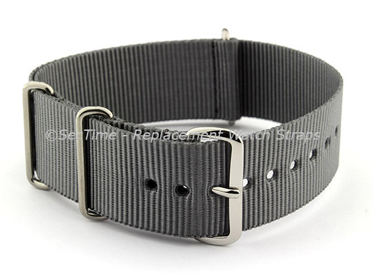 NATO G10 Watch Strap Military Nylon Divers (3 rings) Ash Grey 18mm 