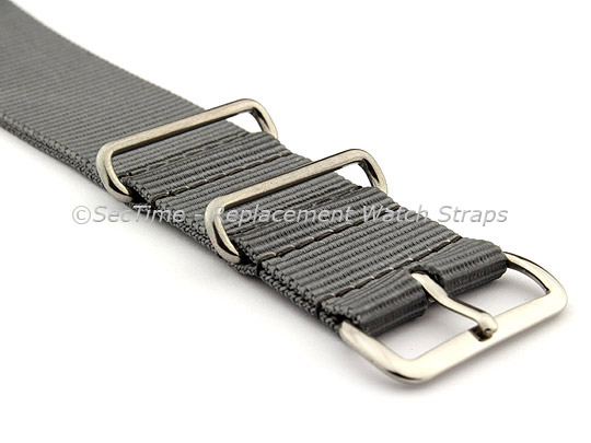 NATO G10 Watch Strap Military Nylon Divers (3 rings) Ash Grey 24mm 