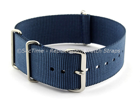 NATO G10 Watch Strap Military Nylon Divers (3 rings) Navy Blue 24mm 