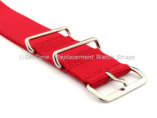 NATO G10 Watch Strap Military Nylon Divers (3 rings) Red 24mm 