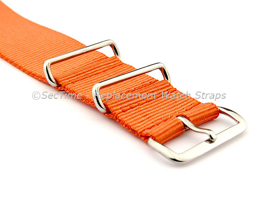 NATO G10 Watch Strap Military Nylon Divers (3 rings) Orange 20mm 