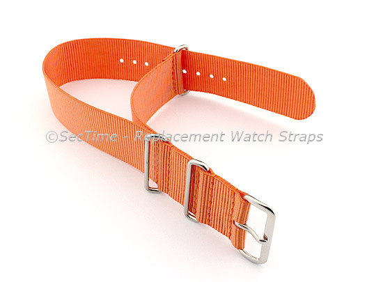 NATO G10 Watch Strap Military Nylon Divers (3 rings) Orange 24mm 