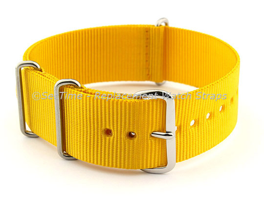 NATO G10 Watch Strap Military Nylon Divers (3 rings) Yellow 18mm 