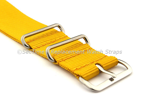 NATO G10 Watch Strap Military Nylon Divers (3 rings) Yellow 18mm 