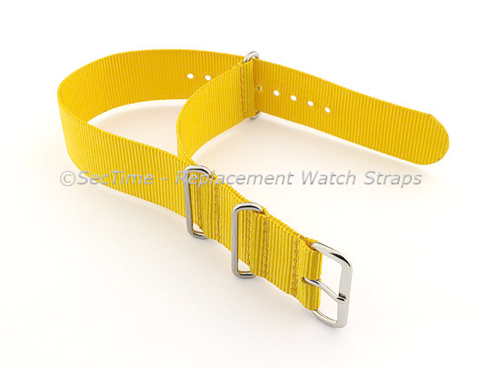 NATO G10 Watch Strap Military Nylon Divers (3 rings) Yellow 18mm 