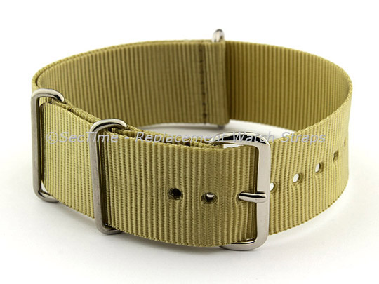 NATO G10 Watch Strap Military Nylon Divers (3 rings) Light Green 18mm 