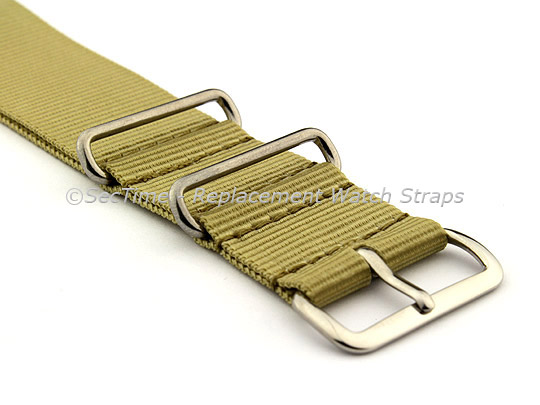 NATO G10 Watch Strap Military Nylon Divers (3 rings) Light Green 22mm 