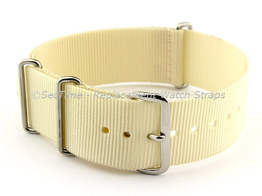 NATO G10 Watch Strap Military Nylon Divers (3 rings) Cream 16mm 