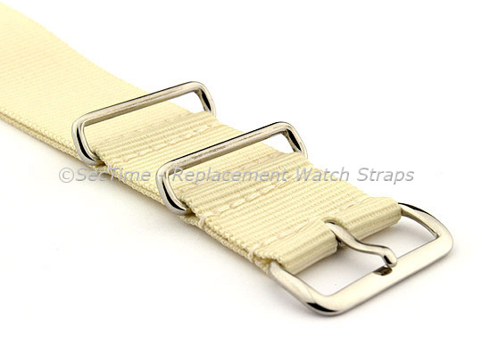 NATO G10 Watch Strap Military Nylon Divers (3 rings) Cream 22mm 