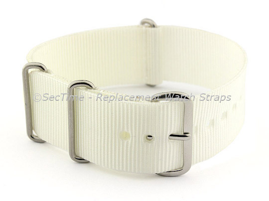 NATO G10 Watch Strap Military Nylon Divers (3 rings) White 24mm 