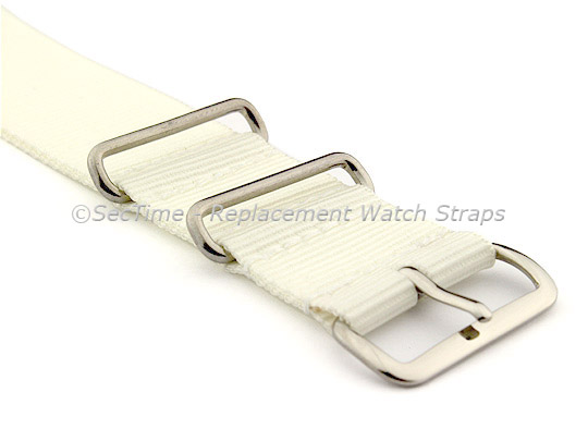 NATO G10 Watch Strap Military Nylon Divers (3 rings) White 24mm 