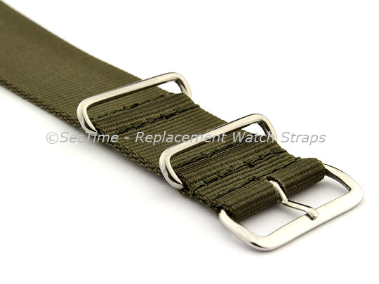 NATO G10 Watch Strap Military Nylon Divers (3 rings) Olive Green 22mm 