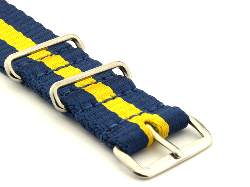 NATO G10 Watch Strap Military Nylon Divers 3 rings Blue/Yellow (3) 22mm