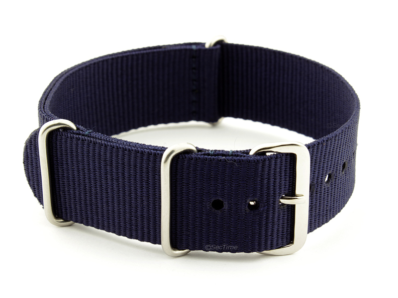 NATO G10 Watch Strap Military Nylon Divers 3 rings Night Navy Blue 18mm