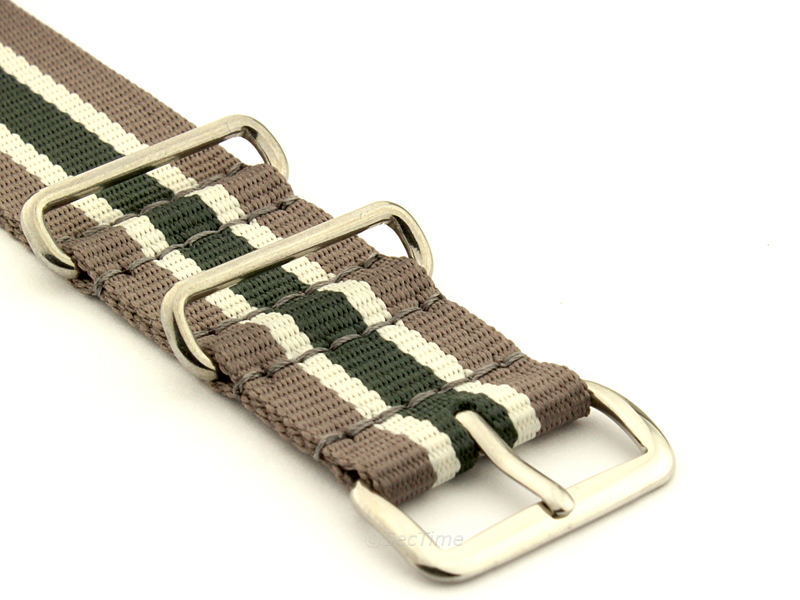 NATO G10 Watch Strap Military Nylon Divers 3 rings Hazel/Cream/Green (5) 24mm