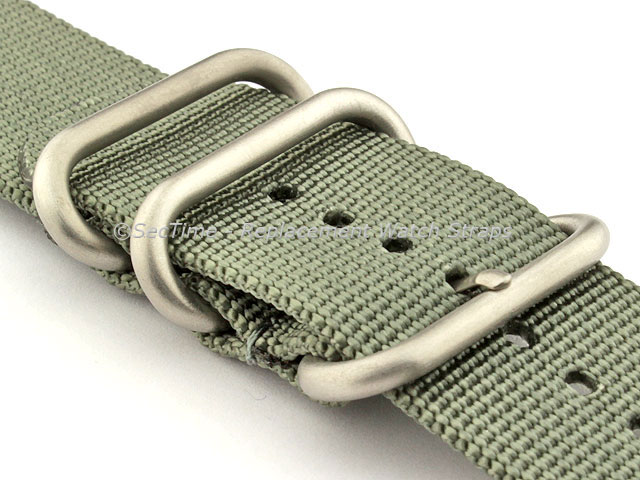 TWO-PIECE NATO Strong Nylon Watch Strap Divers Brushed Rings Grey 24mm