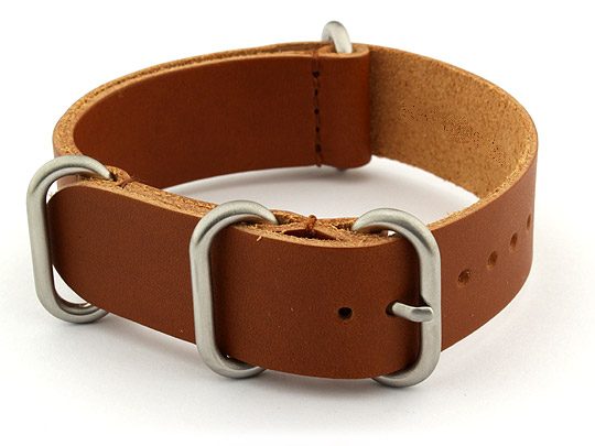 20mm Brown (Tan) - Genuine Leather Watch Strap / Band NATO VINTAGE, Military
