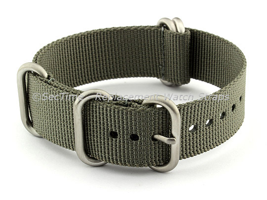 18mm Grey - Nylon Watch Strap / Band Strong Heavy Duty (4/5 rings) Military